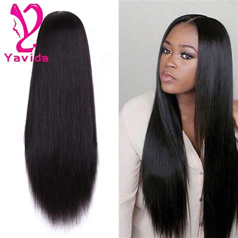 Lace Front Human Hair Wigs 100 Virgin Peruvian Long Straight Human Hair Glueless Full Lace Wig