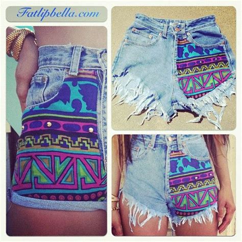 Colorful Tribal Aztec Print Shorts Vintage High By Fatlipbella 3900 Aztec Print Shorts Diy