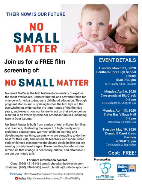 No Small Matter Film And Discussion Door County Partnership For