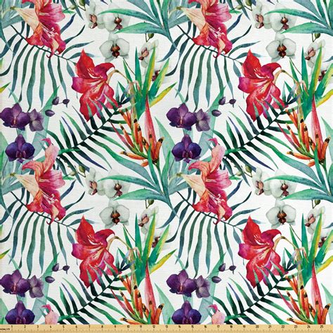 Watercolor Flower Upholstery Fabric By The Yard Tropical Wild Orchid