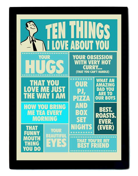 Ten Things I Love About You Personalised Print For Him By Tea One Sugar