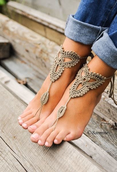 Crochet Barefoot Sandals Lace Shoes Foot Accessory For Etsy