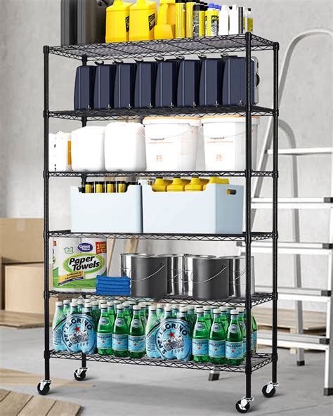 Buy Storage Shelves Metal Shelf Wire Shelving Unit With Wheels 6 Tier