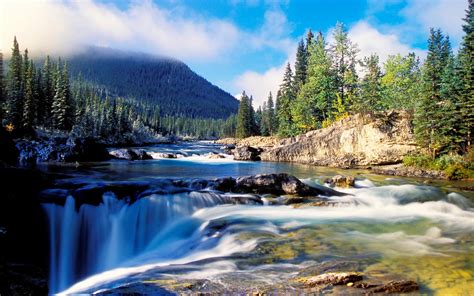 Wonderful landscape nature - mountain river Wallpaper Download 5120x3200