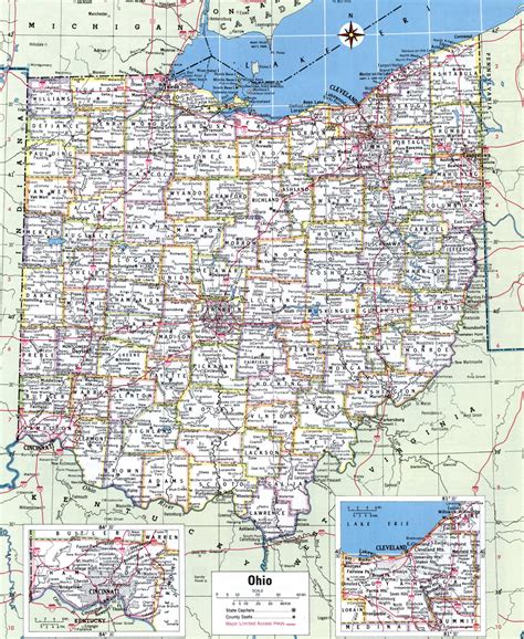 Map Of Ohio Showing County With Citiesroad Highwayscountiestowns