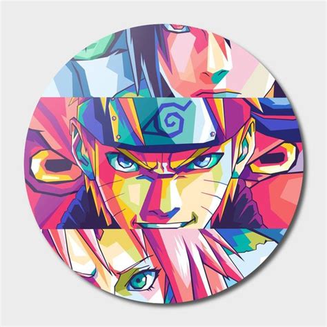 Naruto Sasuke And Sakura In Pop Art Disk By Xen Zendra Limited