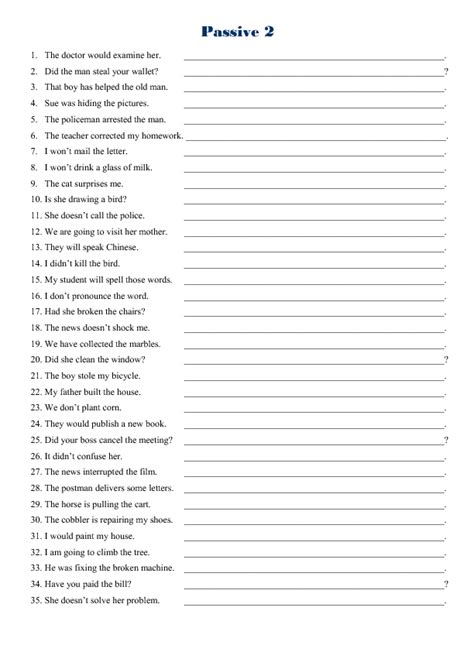 Passive Voice Exercises Mixed Tenses