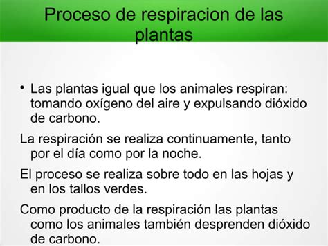 Respiracion De Las Plantas Ppt