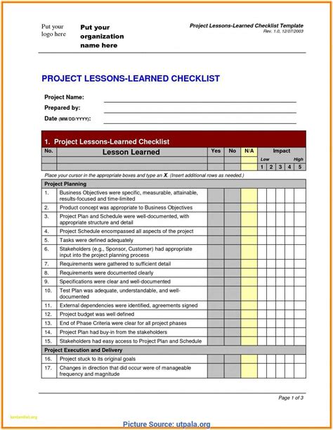 Prince2 Lessons Learned Excel Template