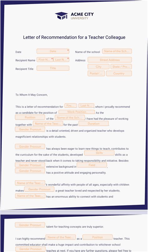Letter Of Recommendation For A Teacher Colleague Sign Templates Jotform