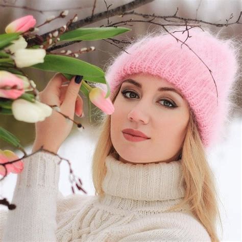 Women Angora Rabbit Hat Women Knit Winter Hat Mohair Beanie Etsy