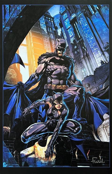 Batman And Catwoman Paper Print By David Finch Signed