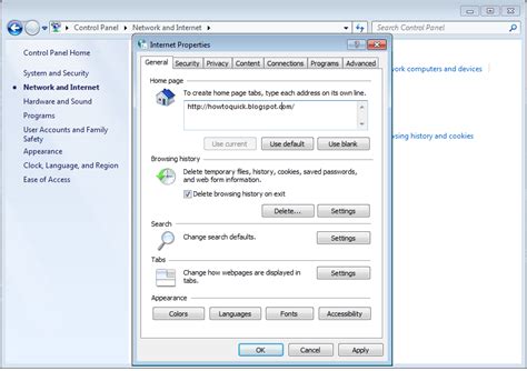How To Access Internet Properties In Windows 7 Computer Howtoquicknet