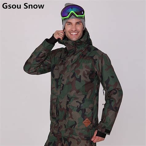Gsou Snow Winter Insulated Ski Jacket Men Snowboard Jacket Army Green