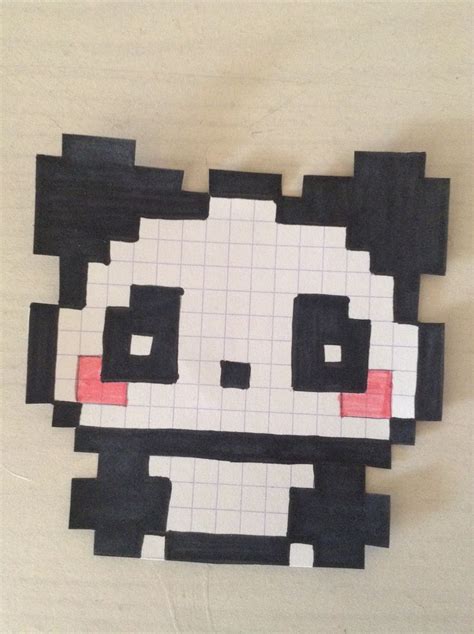 Panda Kawaii Pixel Dessin Petit Carreau Petits Carreaux Dessin