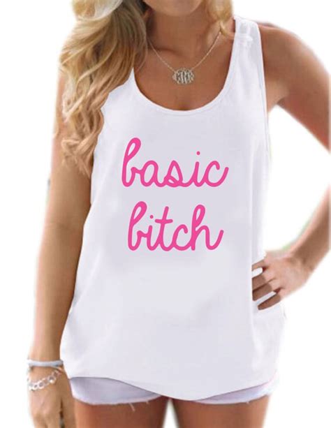 Basic Bitch Letters Print Women Tank Top Summer Vest T Shirt For Lady Cotton Camisole Tee Funny