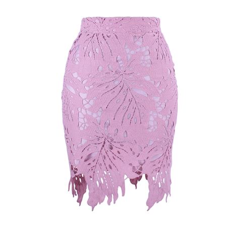 Pink Hollow Out New Arrival High Waist Female Pencil Skirt Summer Cheap Leisure Wear Sexy Skirt