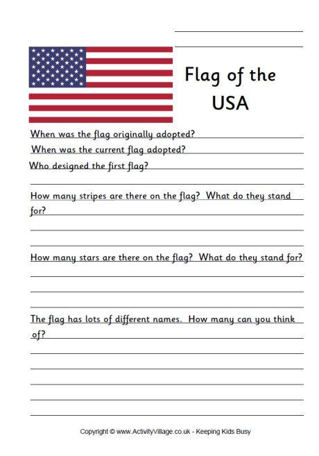 American Flag Worksheets