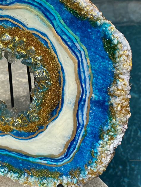 Geode Resin Art Geode Sculpture Agate Slice Abstract Art Etsy