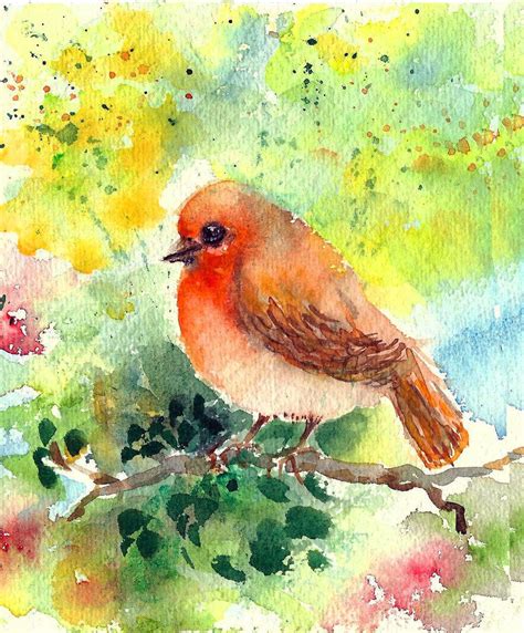 Miniature Original Cute Watercolor Robin Painting Handmade Etsy