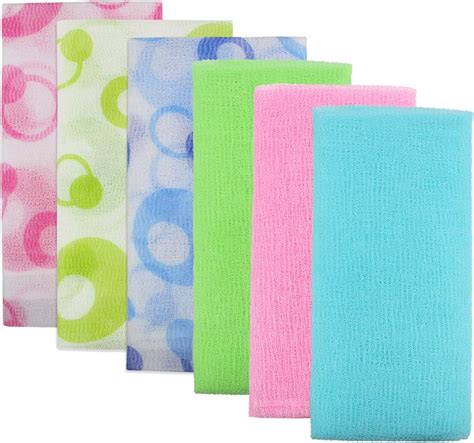 Meetory 6 Pieces Exfoliating Nylon Bath Cloth Towel 35 Inches 90cm Beauty Skin