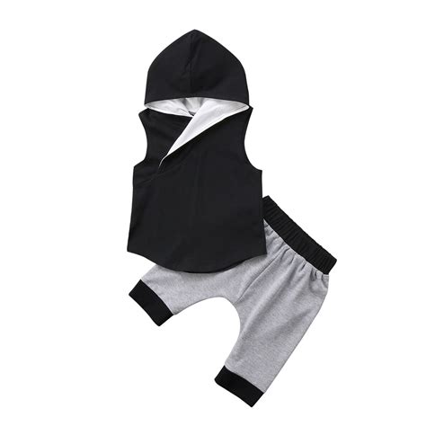 2pcs Newborn Toddler Baby Boys Girl Hooded Tops Pants Set Kids Clothes