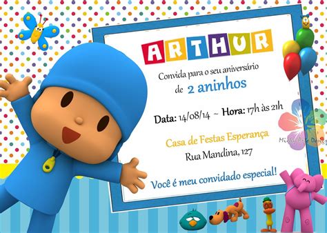 20 Convites Para Aniversario Infantil Pocoyo R 2999 Em Mercado Livre