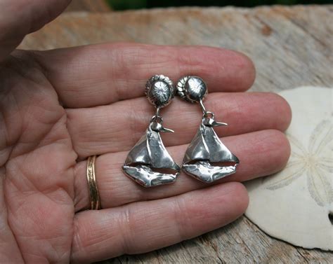 Silver Sailboat Earrings Sterling Silver Sailboat Earrings Etsy