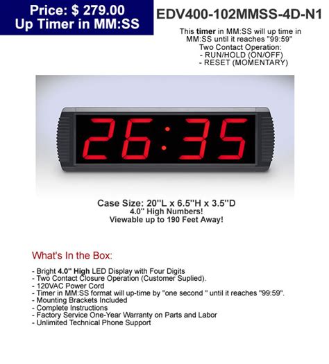 Digital Led Timer In Mmss Format Electronic Displays Inc