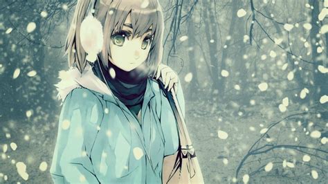 Anime Girl Eyes Hair Winter Snow Wallpaper Nature And Landscape