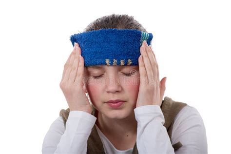 Young Teenager Has A Headache On White Background Stock Photo Image