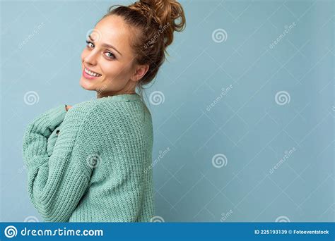 Young Beautiful Cute Curly Blonde Woman With Expression Cheerful And