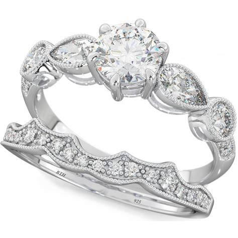 Vintage Design 925 Sterling Silver Wedding Engagement Ring