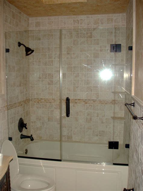 Frameless shower door glass is generally 1/4 or greater in thickness. best remodel for tub shower enclosure | Glass Tub ...