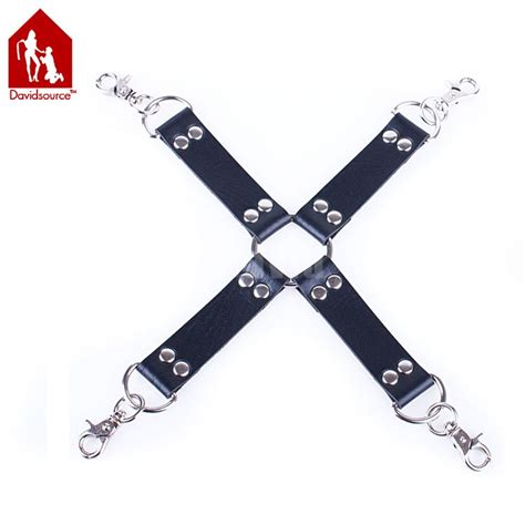 davidsource black leather x cross lockable handcuffs ankle cuff slave bondage fetish restraint