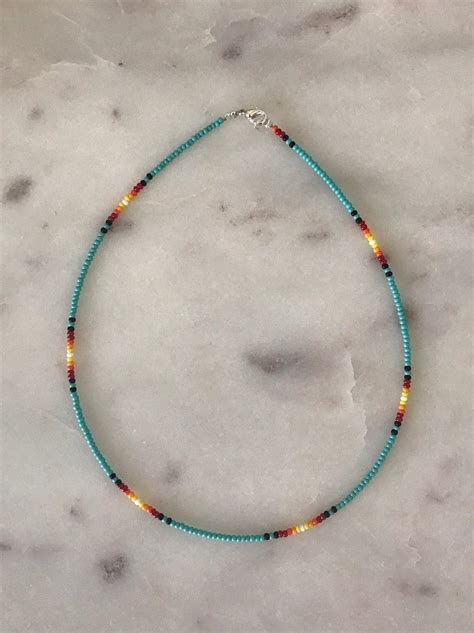 Sunset Seed Bead Choker Necklace In 2020 Simple Beaded Necklaces
