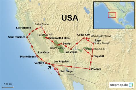 Stepmap Usa Westküste 2015 Landkarte Für Nordamerika