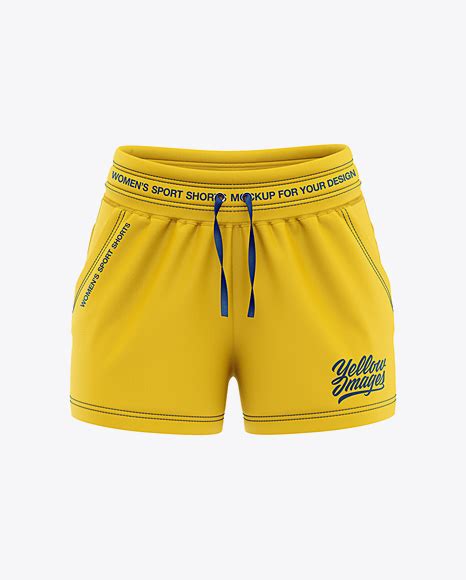 Womens Sport Shorts Mockup Front View In Apparel Mockups On Yellow