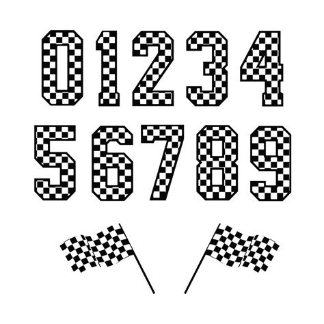 Racing Numbers Svg Checkered Flag Numbers For Silhouette Racing Style