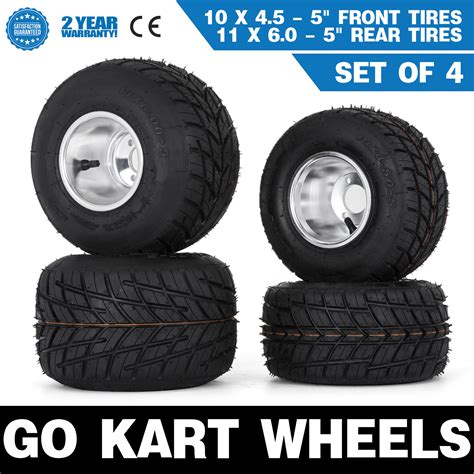 Go Kart Wheels Go Kart Rain Tires Set Of 4 Rim Tyre Set 3 Holes Buggy