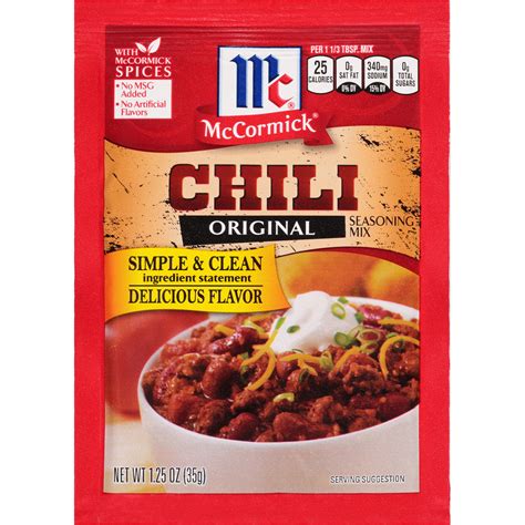 Mccormick Classic Chili Seasoning Mix Packet 125 Oz