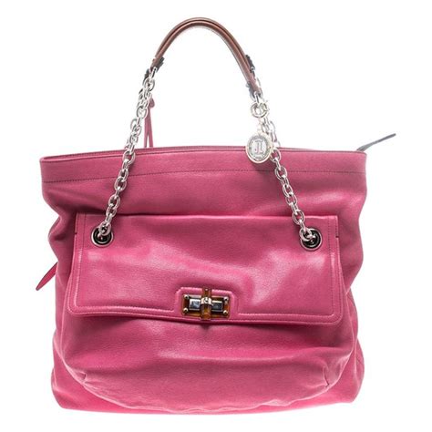 Lanvin Pink Leather Chain Shoulder Bag At 1stdibs