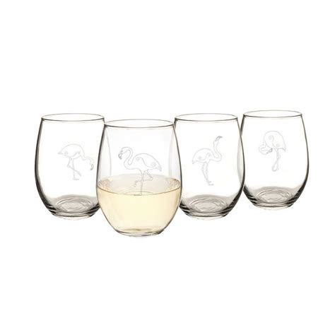 Cathy S Concepts Set Of Flamingo Stemless Wine Glasses Wine Glass Set Wine Glass Stemless