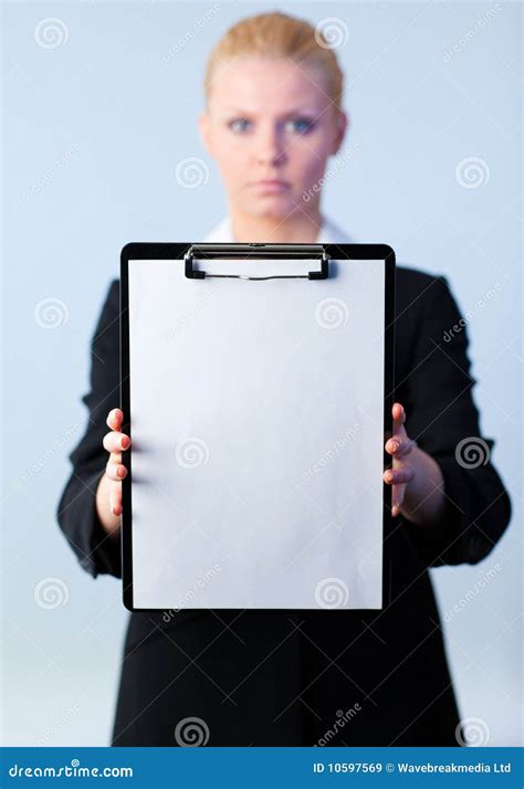 Businesswoman Holding A Clipboard Stock Image Image Of Confidence