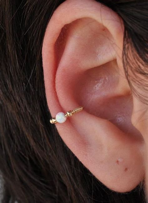 Conch Piercing Orbital Ring 20 18g Mid Ear Hoop Simple Beaded