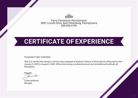 ️free Printable Certificate Of Experience Sample Template ️ Intended