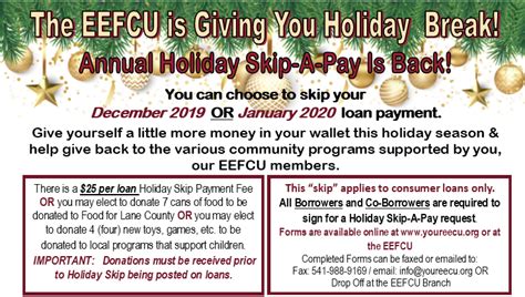 Holiday Skip A Pay Is Still Here Emerald Empire Federal Credit Union