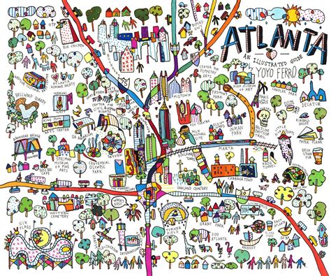ATLANTA MAP (PRINT) — Yoyo Ferro | Atlanta map, Atlanta map print, Atlanta art