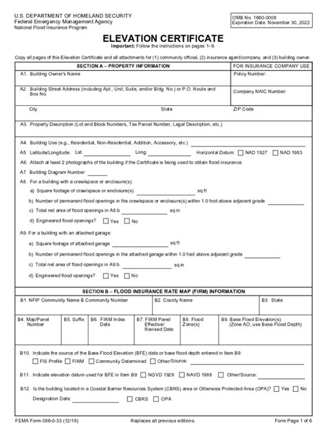 Fema Elevation Certificate Pdf 2019 2024 Form Fill Out And Sign
