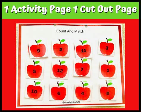 Count And Match Apples Printable Preschool Busy Book Etsy Uk